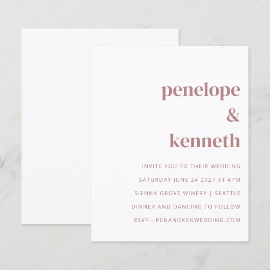 Einfache Einladung Terracotta Clay (Vorne/Hinten)