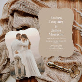 Einfache Einladung von Boho Beige Foto Hochzeit