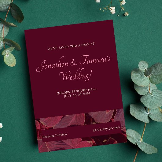 Einfache Einladung von Burgundy Floral Wedding