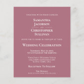 Einfache Einladung von Dusty Rose Wedding Foto (Rückseite)