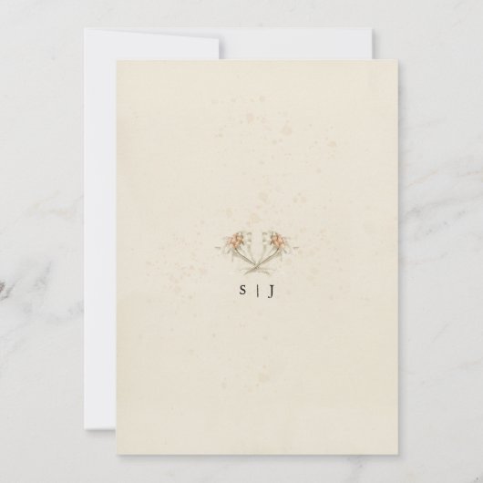 Einfache Einladung von Edelweiß zum Hochzeitsfeier (Rückseite)