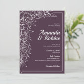 Einfache Einladung von Lila- und Weißblütenblumen (Stehend Vorderseite)