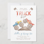 Einfache Einladung von Monster Truck zum Geburtsta (Vorderseite)