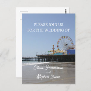 Einfache Einladung von Santa Monica Pier Ferris Wh Postkarte