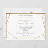 Einfache Einladung von White & Metallic Gold Geome (Vorderseite)