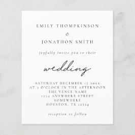 Einfache Einladung zu einer farbigen Skripthochzei