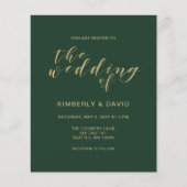 Einfache Einladung zu einer Green and Gold Hochzei (Vorderseite)