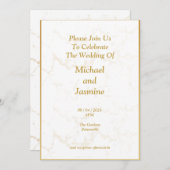 Einfache Einladung zu einer Hochzeit mit Goldmor (Vorne/Hinten)