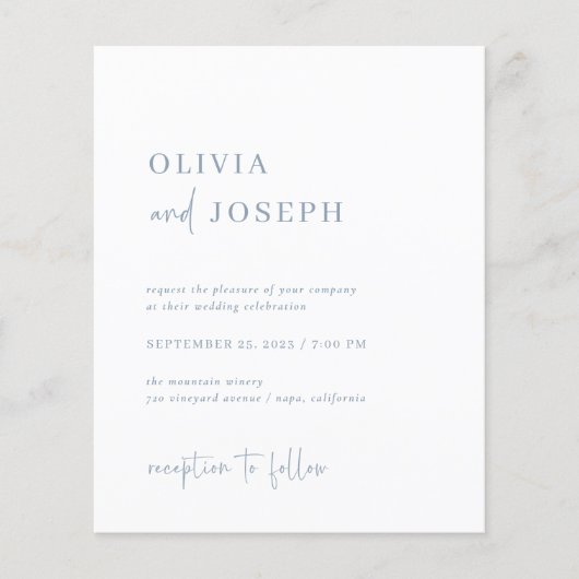 Einfache Einladung zu einer Minimalistischen Hochz (Vorderseite)