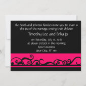 Einfache Einladung zu einer Schwarz-Rosa-Hochzeit (Rückseite)