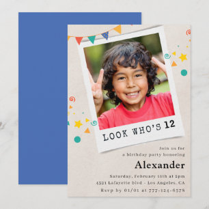 Einfache Einladung zum 12. Geburtstag Blue Foto