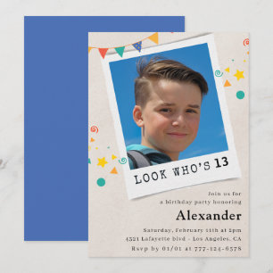 Einfache Einladung zum 13. Geburtstag Blue Foto