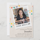 Einfache Einladung zum 14. Geburtstag Girl Orange (Vorderseite)