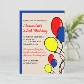 Einfache Einladung zum 22. Geburtstag Balloons (Stehend Vorderseite)