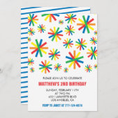 Einfache Einladung zum 2. Geburtstag Confetti Boy (Vorne/Hinten)