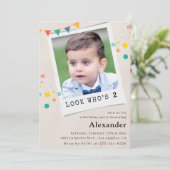 Einfache Einladung zum 2. Geburtstag Junge Fotos (Stehend Vorderseite)