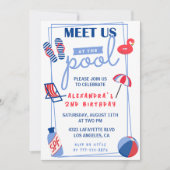 Einfache Einladung zum 2. Geburtstag Pool Party So (Vorderseite)