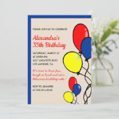 Einfache Einladung zum 35. Geburtstag Balloons (Stehend Vorderseite)