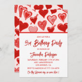 Einfache Einladung zum 3. Geburtstag für ihre Herz (Vorne/Hinten)