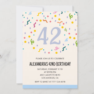 Einfache Einladung zum 42. Geburtstag Confetti Mod