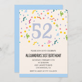 Einfache Einladung zum 52. Geburtstag Confetti Mod (Vorne/Hinten)