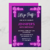 Einfache Einladung zum 58. Geburtstag Girl Pink Ne (Vorne/Hinten)