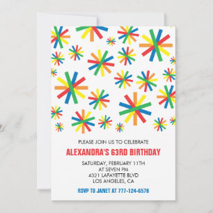 Einfache Einladung zum 63. Geburtstag Confetti