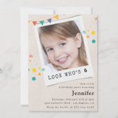 Einfache Einladung zum 6. Geburtstag Girl Foto (Vorderseite)