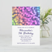 Einfache Einladung zum 7. Geburtstag Confetti Rain (Stehend Vorderseite)