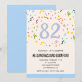Einfache Einladung zum 82. Geburtstag Confetti Mod (Vorne/Hinten)