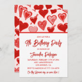 Einfache Einladung zum 9. Geburtstag für ihre Herz (Vorne/Hinten)