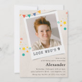 Einfache Einladung zum 9. Geburtstag Junge Fotos (Vorderseite)