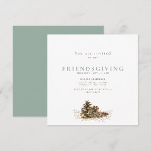 Einfache Einladung zum Friendsgiving mit Kiefernza