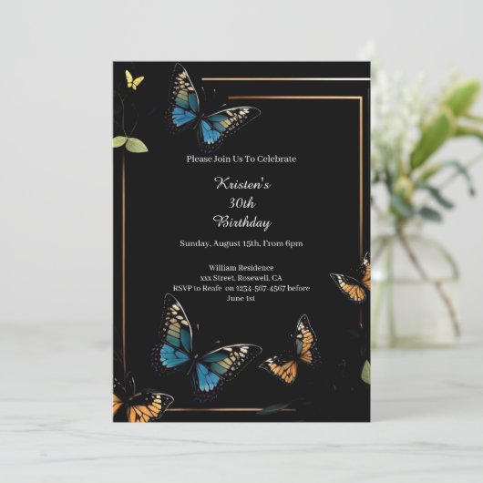 Einfache Einladung zum Geburtstag (Stehend Vorderseite)