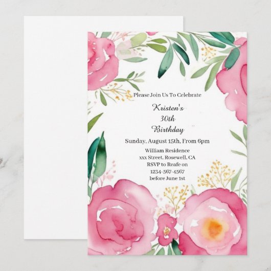 Einfache Einladung zum Geburtstag (Vorne/Hinten)