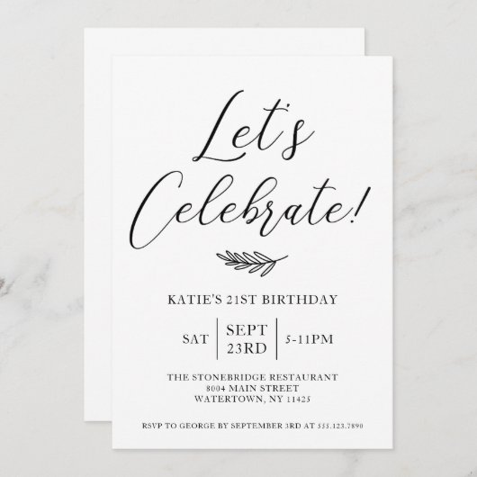 Einfache Einladung zum Geburtstag (Vorne/Hinten)