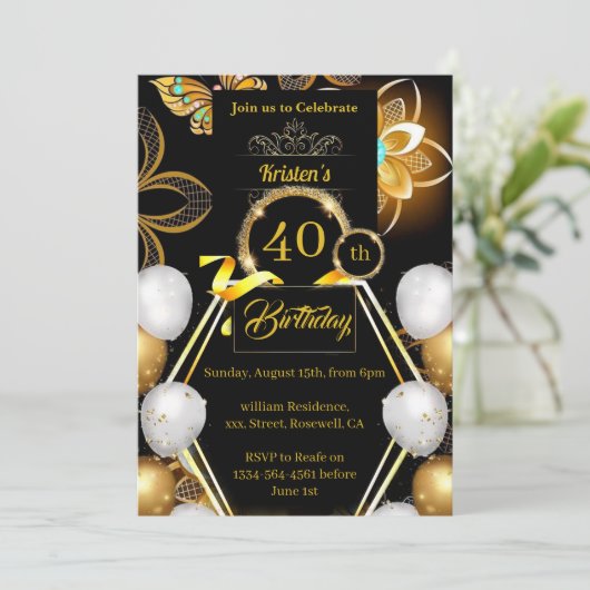 Einfache Einladung zum Geburtstag (Stehend Vorderseite)