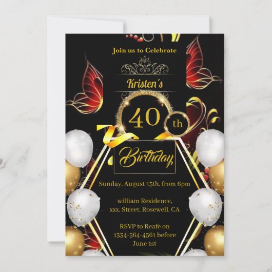 Einfache Einladung zum Geburtstag (Vorderseite)