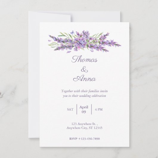 Einfache Einladung zum Hochzeitsfeiern (Vorderseite)