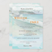 Einfache Einladung zum Hochzeitsfeiern am Strand (Vorne/Hinten)
