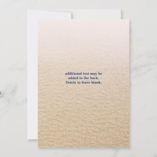 Einfache Einladung zum Hochzeitsfeiern am Strand (Rückseite)