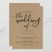 Einfache Einladung zum Hochzeitsfeiern auf Kraftpa (Vorne/Hinten)