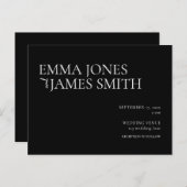 Einfache Einladung zum Hochzeitsfeiern in Schwarz (Vorne/Hinten)