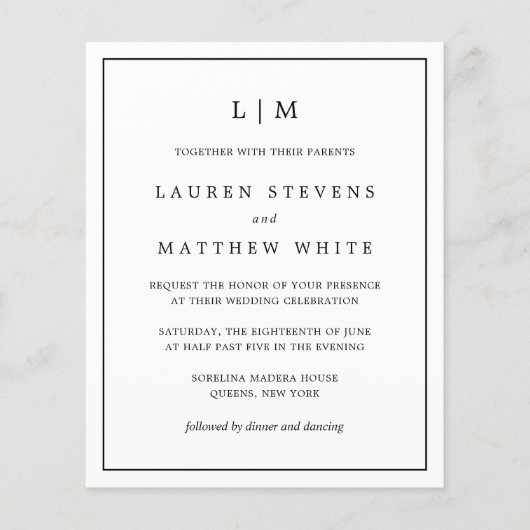 Einfache Einladung zum Hochzeitsfeiern in Schwarz Flyer (Vorne)