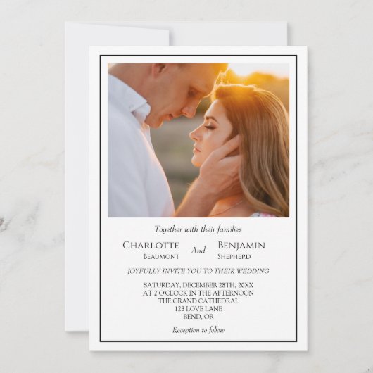 Einfache Einladung zum Hochzeitsfeiern mit Minimal (Vorderseite)