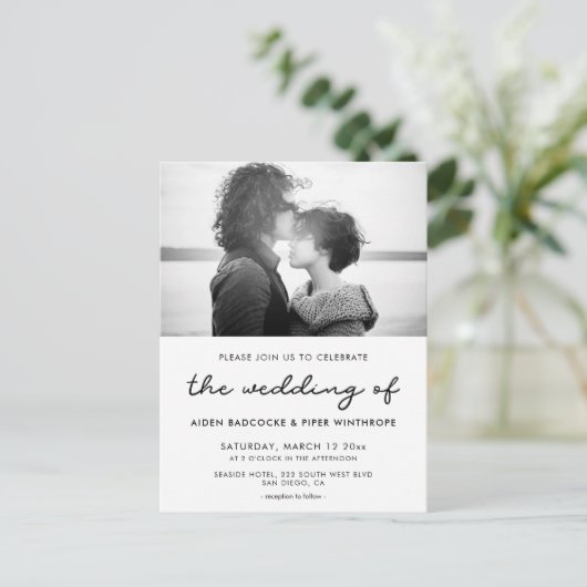 Einfache Einladung zum Hochzeitsfest Foto Postkarte (Stehend Vorderseite)