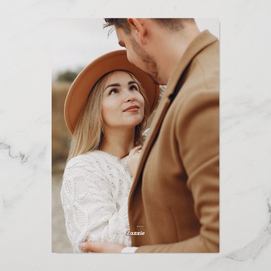 Einfache Einladung zum Hochzeitsfoil mit vollem Fo (Rückseite)