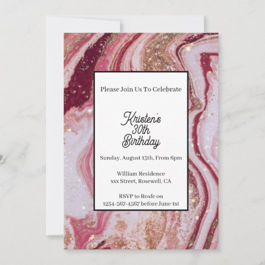 Einfache Einladung zum Roten Geburtstag (Vorderseite)