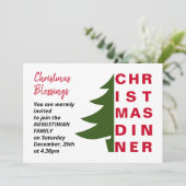 Einfache Einladung zum Weihnachtsessen (Stehend Vorderseite)