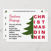 Einfache Einladung zum Weihnachtsessen (Vorne/Hinten)